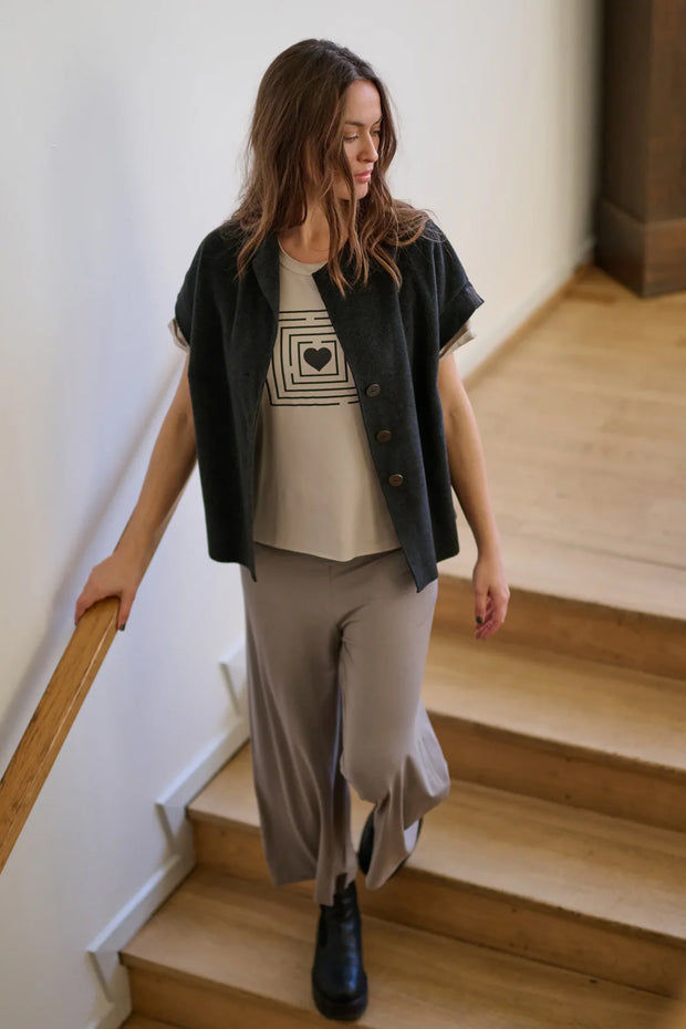 Henriette Steffensen Fleece Button Vest Soft Black | 7170
