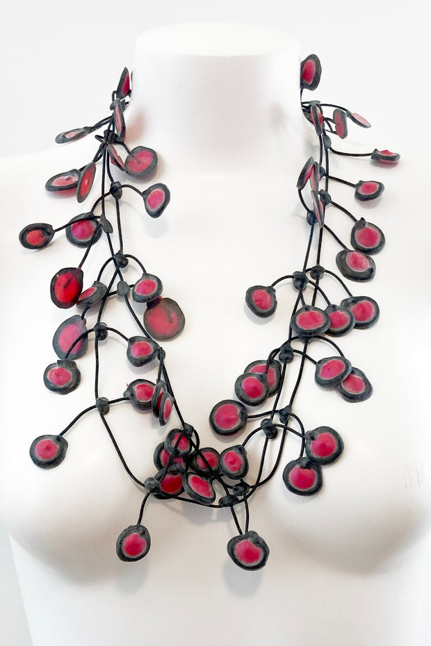 Annemieke Broenink Dubbel Dot Necklace Bright Pink
