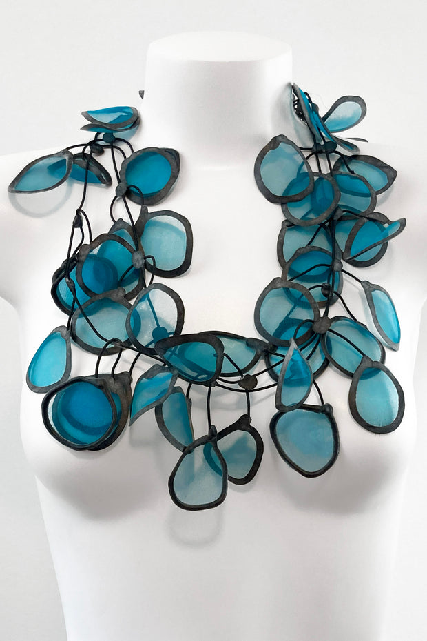 Annemieke Broenink Transparent Leaf Necklace Turquoise