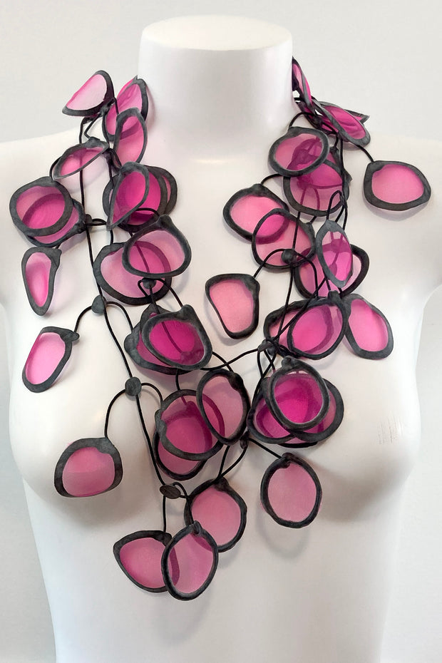 Annemieke Broenink Transparent Leaf Necklace Bright Pink