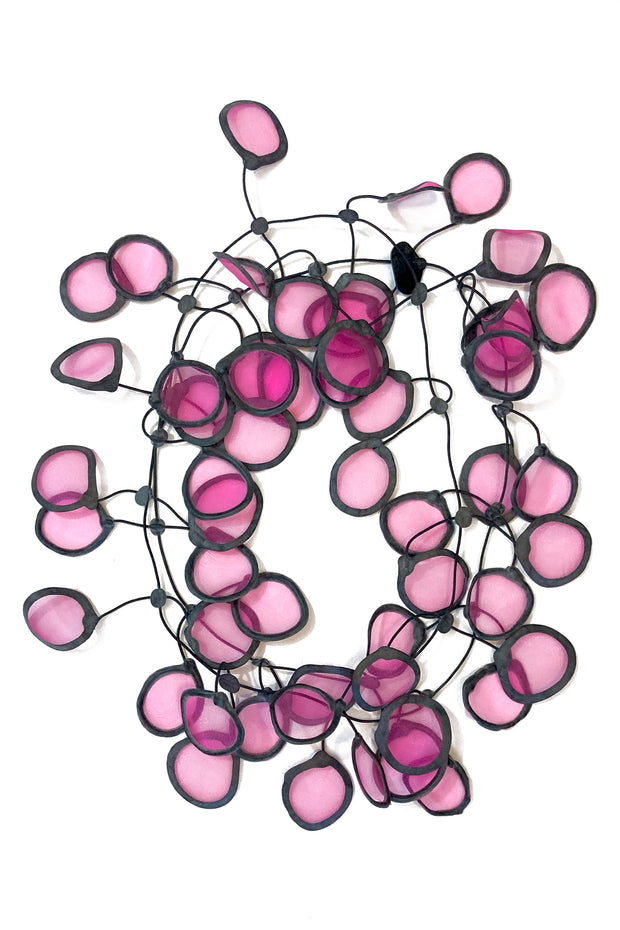 Annemieke Broenink Transparent Leaf Necklace Bright Pink