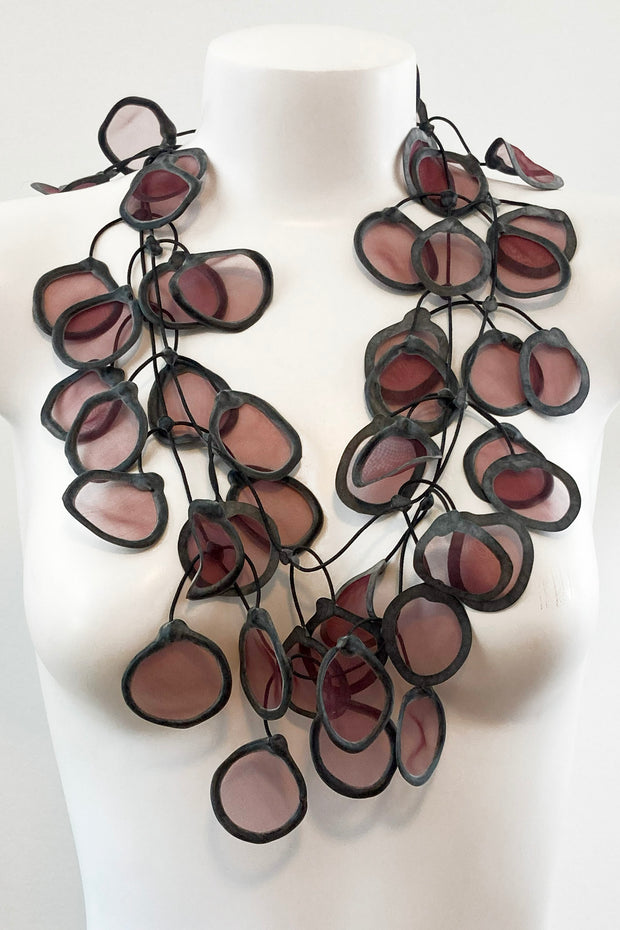 Annemieke Broenink Transparent Leaf Necklace Eggplant