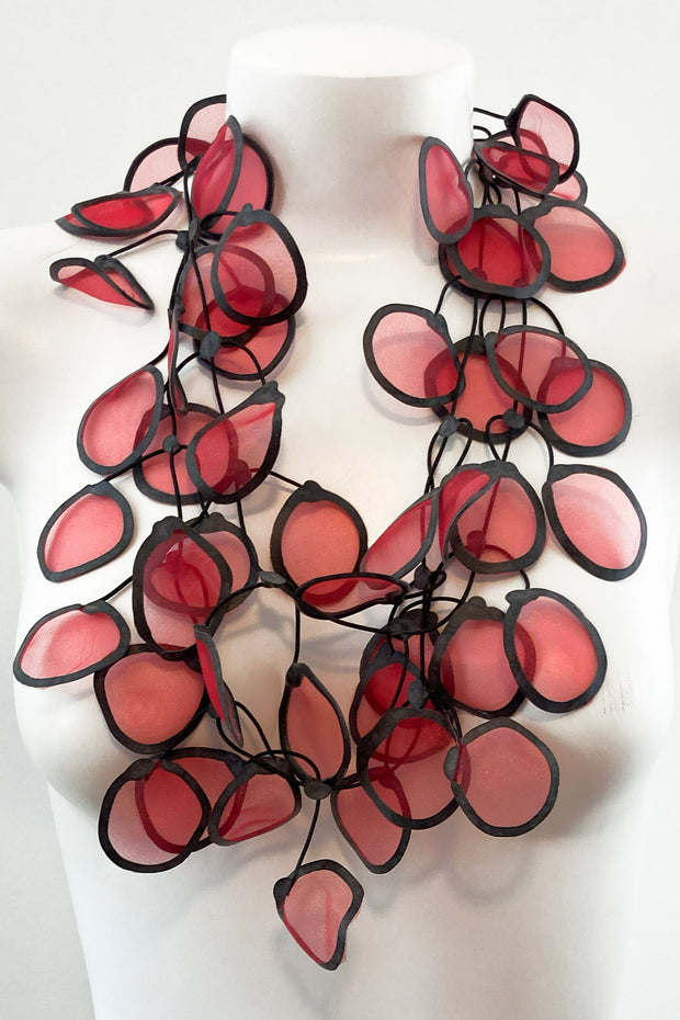 Annemieke Broenink Transparent Leaf Necklace Red
