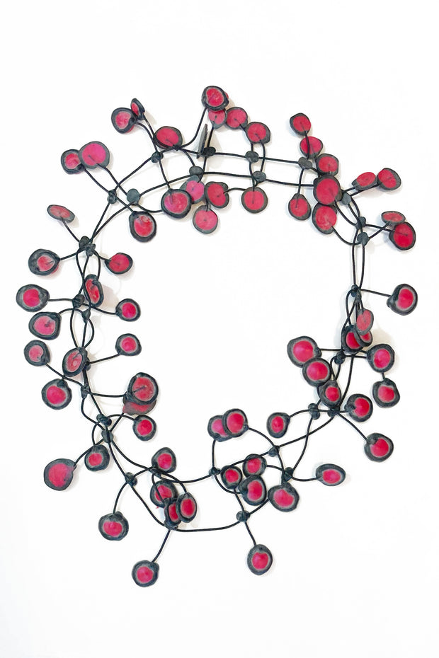 Annemieke Broenink Dubbel Dot Necklace Bright Pink