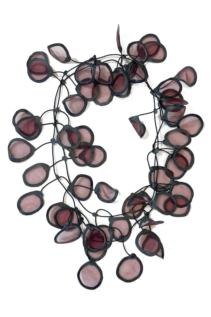 Annemieke Broenink Transparent Leaf Necklace Eggplant