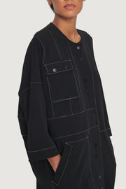 Bitte Kai Rand Tokyo Twill Shirt Dress Black w/Ivory Stitching