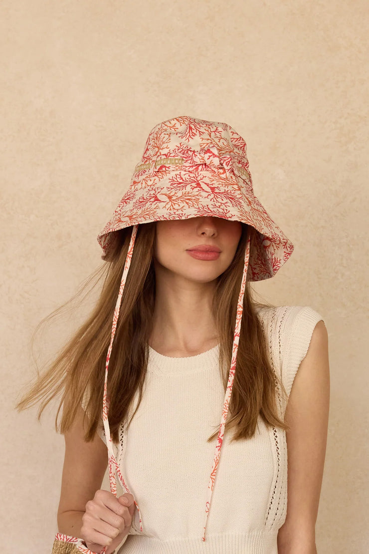 Lorna Murray x Kathy Hilton Ladies Garden Lyon Bucket Hat Coral