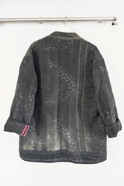 Kiitoslife Vintage Kantha Jacket One Size Short Charcoal/White/Hot Pink