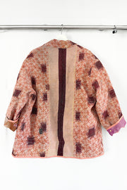 Kiitoslife Vintage Kantha Jacket One Size Short Peach/Pink/Burgundy/Rust