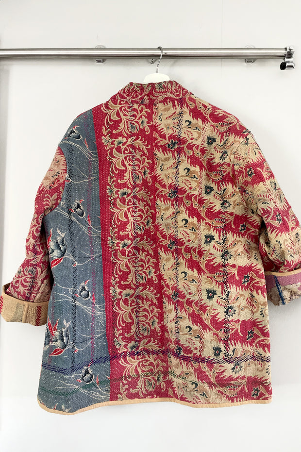 Kiitoslife Vintage Kantha Jacket One Size Short Beige/Red/Navy/Blue