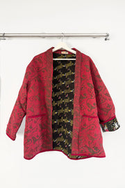 Kiitoslife Vintage Kantha Jacket One Size Short RED/GOLD/BLACK