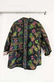 Kiitoslife Vintage Kantha Jacket One Size Short Blk/Pink/Grn/Yel