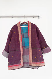 Kiitoslife Vintage Kantha Jacket One Size Short Plum/Red/Gold/Blue