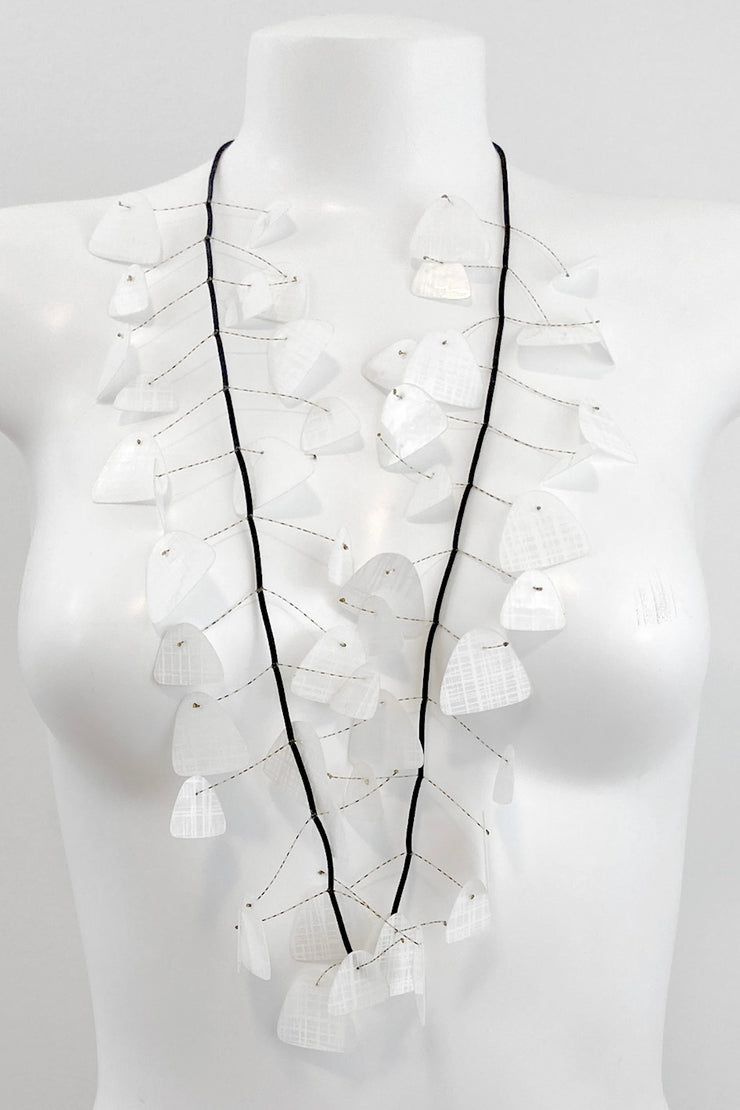 Takara Small Kinetic Necklace White Crosshatch