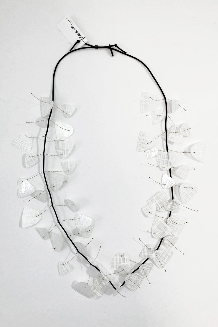 Takara Small Kinetic Necklace White Crosshatch