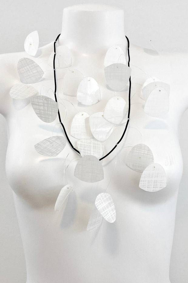 Takara Large Kinetic Necklace White Crosshatch