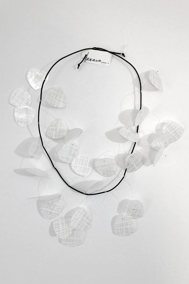 Takara Large Kinetic Necklace White Crosshatch