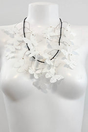 Takara Short Butterfly Kinetic Necklace White Crosshatch