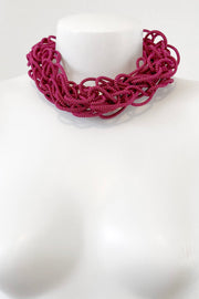 Rosalba Galati Tejer Elastic Knit Necklace Fuchsia