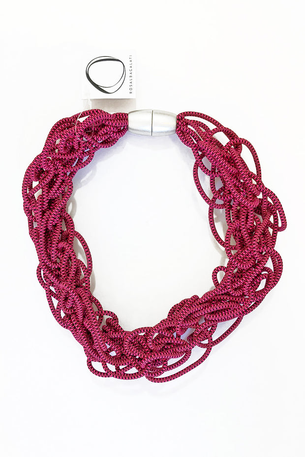 Rosalba Galati Tejer Elastic Knit Necklace Fuchsia