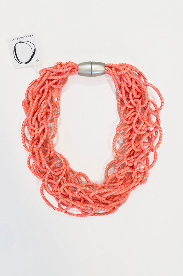 Rosalba Galati Tejer Elastic Knit Necklace Fluorescent Orange