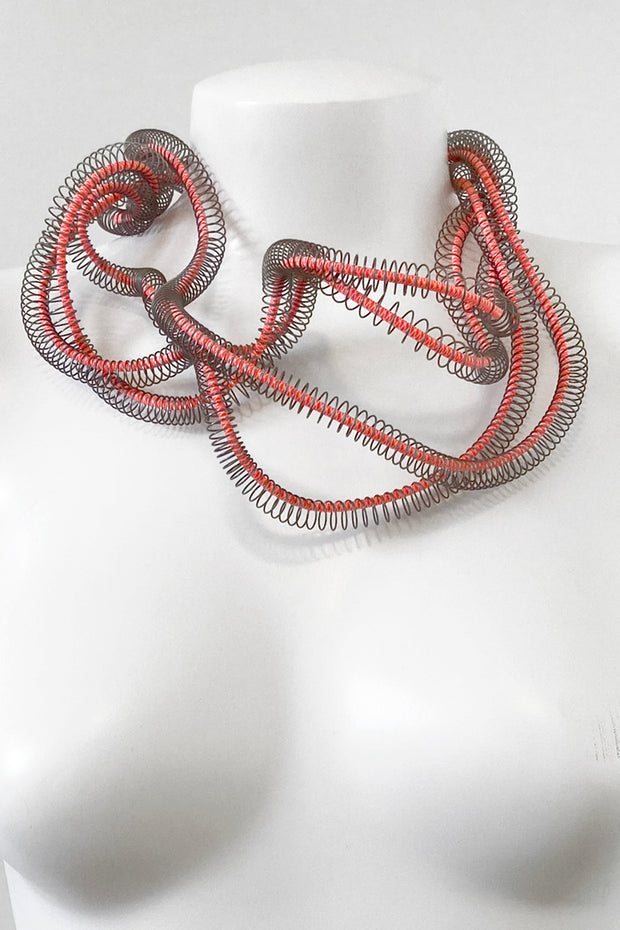 Rosalba Galati Eterea 4-Strand Steel Necklace Fluorescent Orange