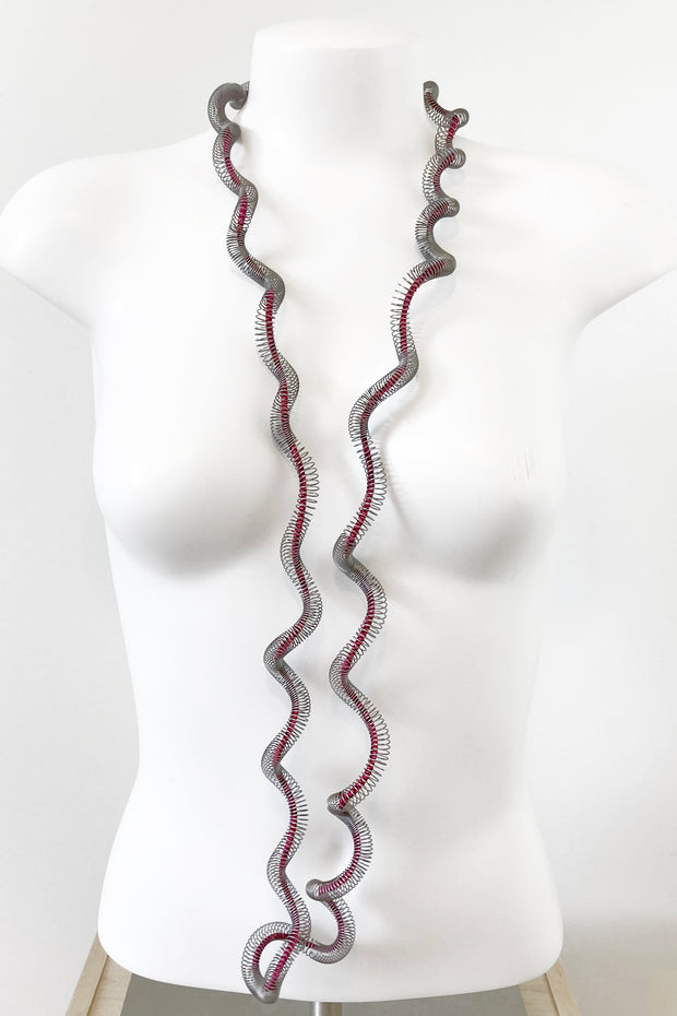 Rosalba Galati Eterea Long Steel Necklace Fuchsia