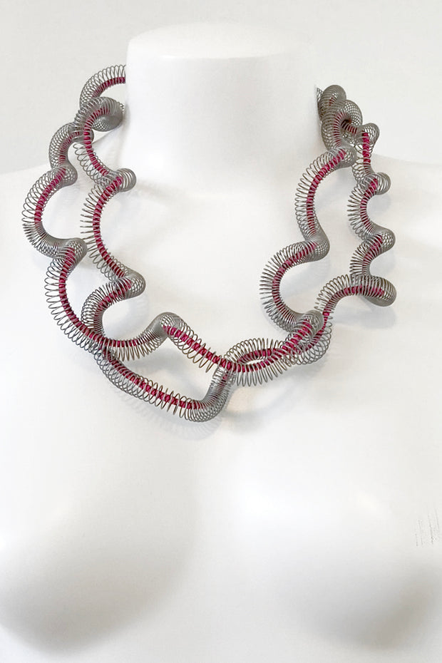 Rosalba Galati Eterea Long Steel Necklace Fuchsia