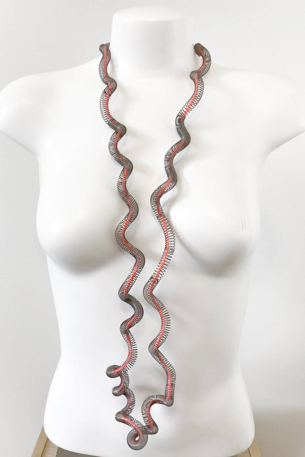 Rosalba Galati Eterea Long Steel Necklace Fluorescent Orange