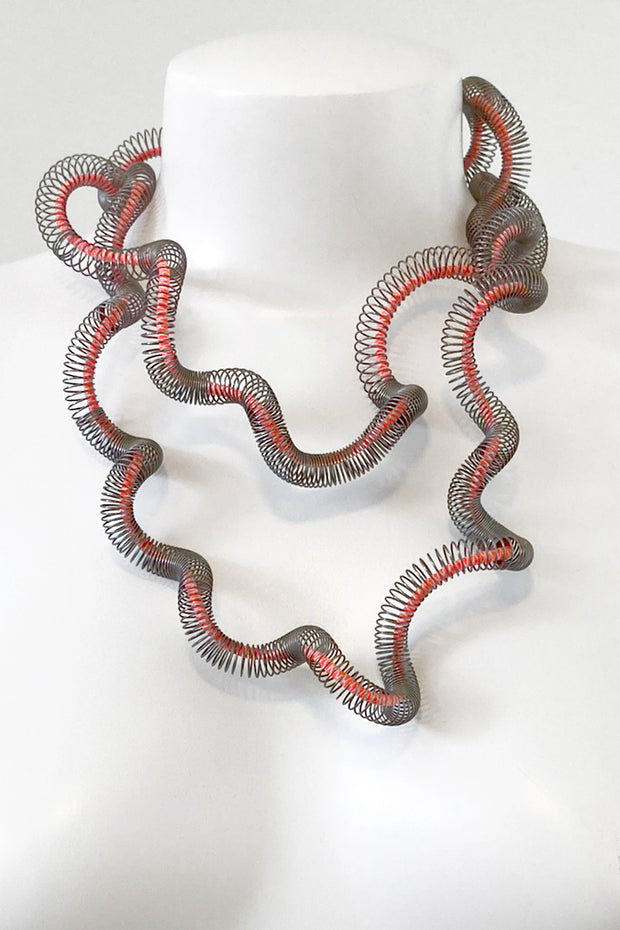 Rosalba Galati Eterea Long Steel Necklace Fluorescent Orange