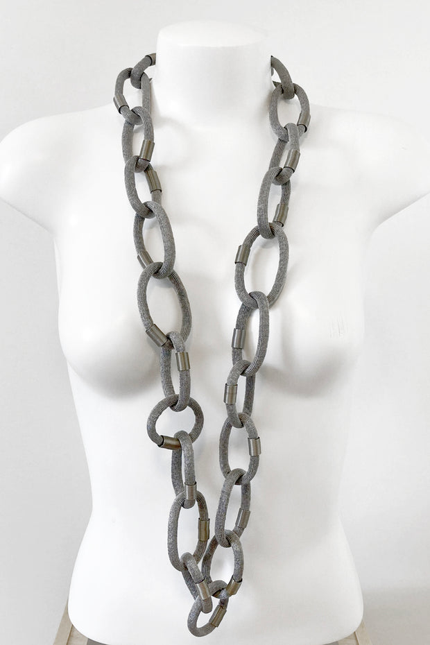 Rosalba Galati Bond Metal Copper Mesh Link Necklace Silver