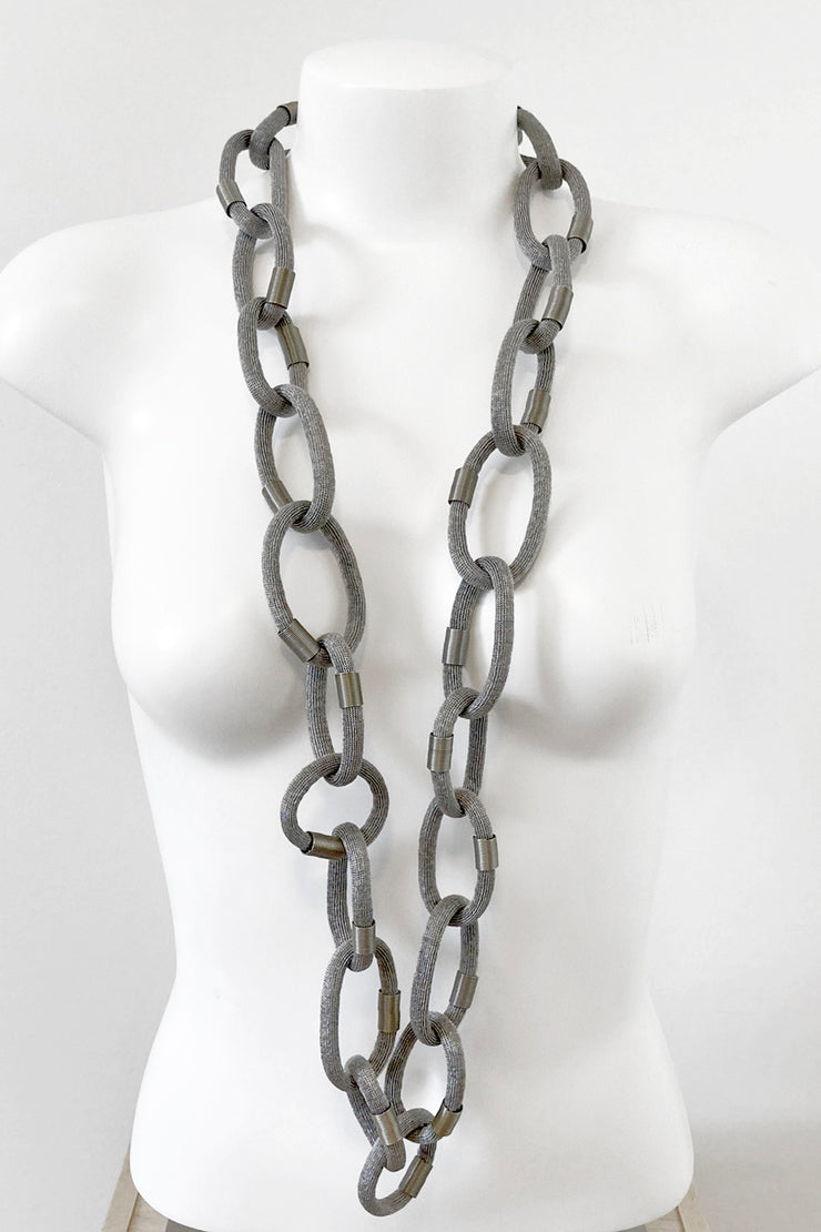 Rosalba Galati Bond Metal Copper Mesh Link Necklace Silver