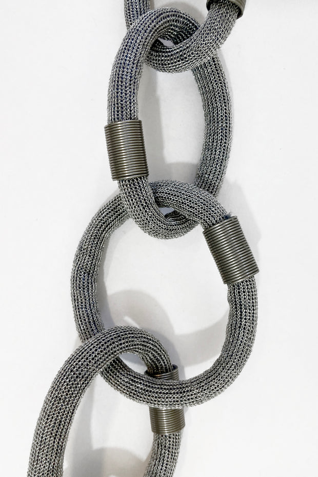 Rosalba Galati Bond Metal Copper Mesh Link Necklace Silver