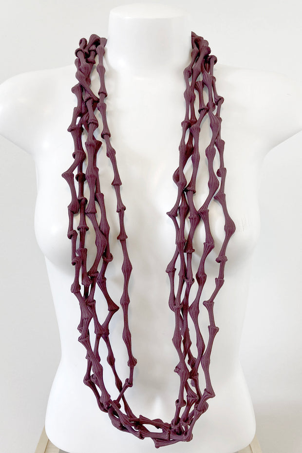 Rosalba Galati Spider Long Knot Fabric Necklace Burgundy