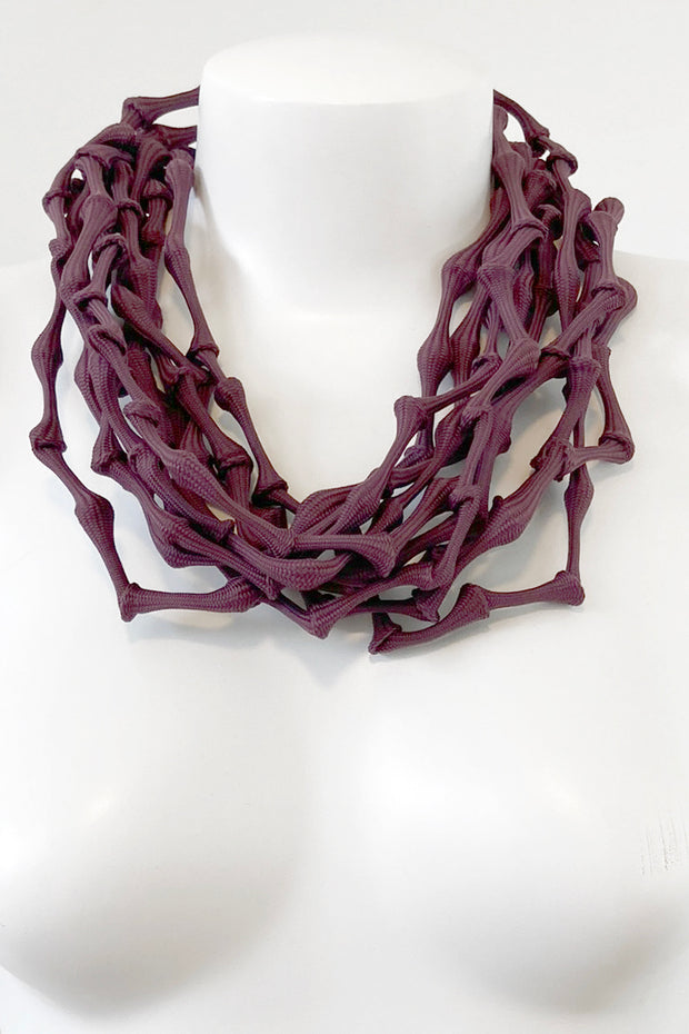 Rosalba Galati Spider Long Knot Fabric Necklace Burgundy