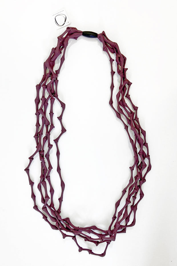 Rosalba Galati Spider Long Knot Fabric Necklace Burgundy