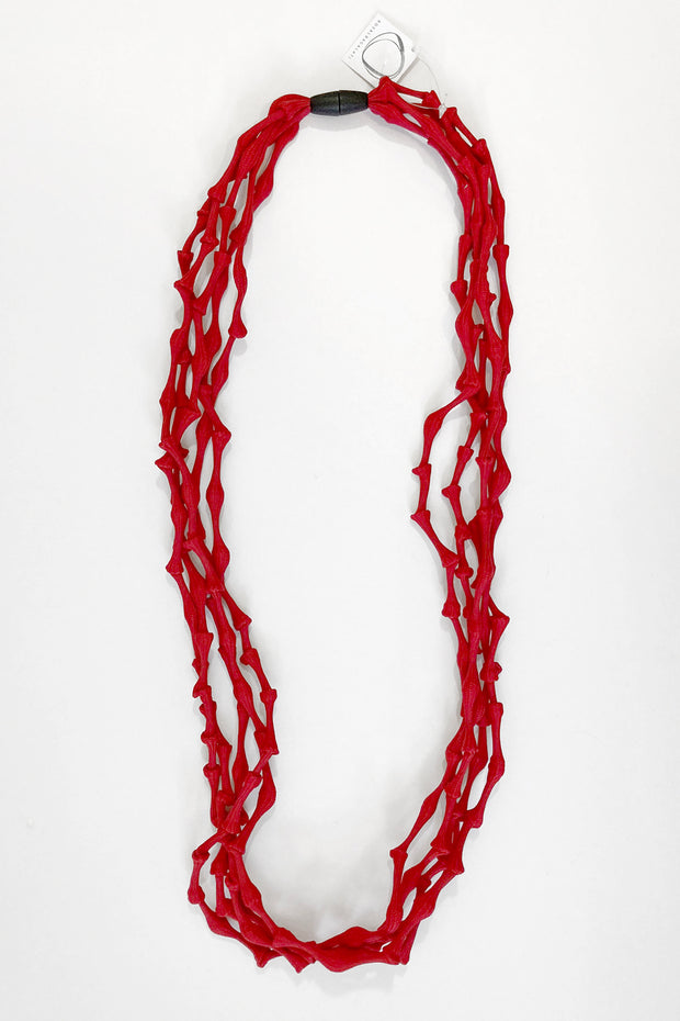 Rosalba Galati Spider Long Knot Fabric Necklace Red