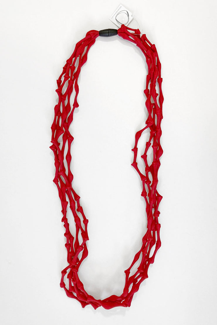 Rosalba Galati Spider Long Knot Fabric Necklace Red