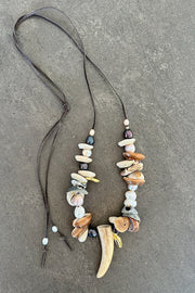 Beached Treasures Horn & Peacock Pearl Necklace