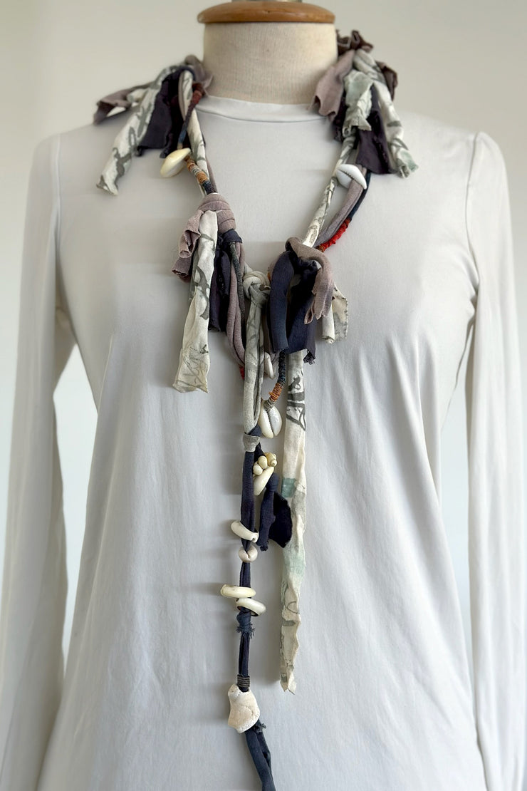 Beached Treasures Cotton Jersey and Shell Necklace