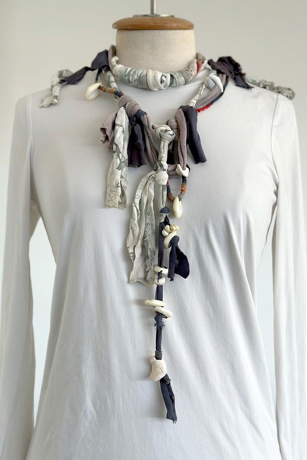 Beached Treasures Cotton Jersey and Shell Necklace