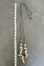 Beached Treasures Horn & Peacock Pearl Necklace