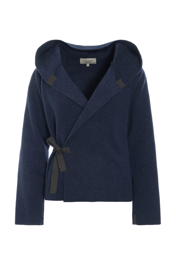 Henriette Steffensen Fleece Wrap Cardigan Evening Blue | 1009