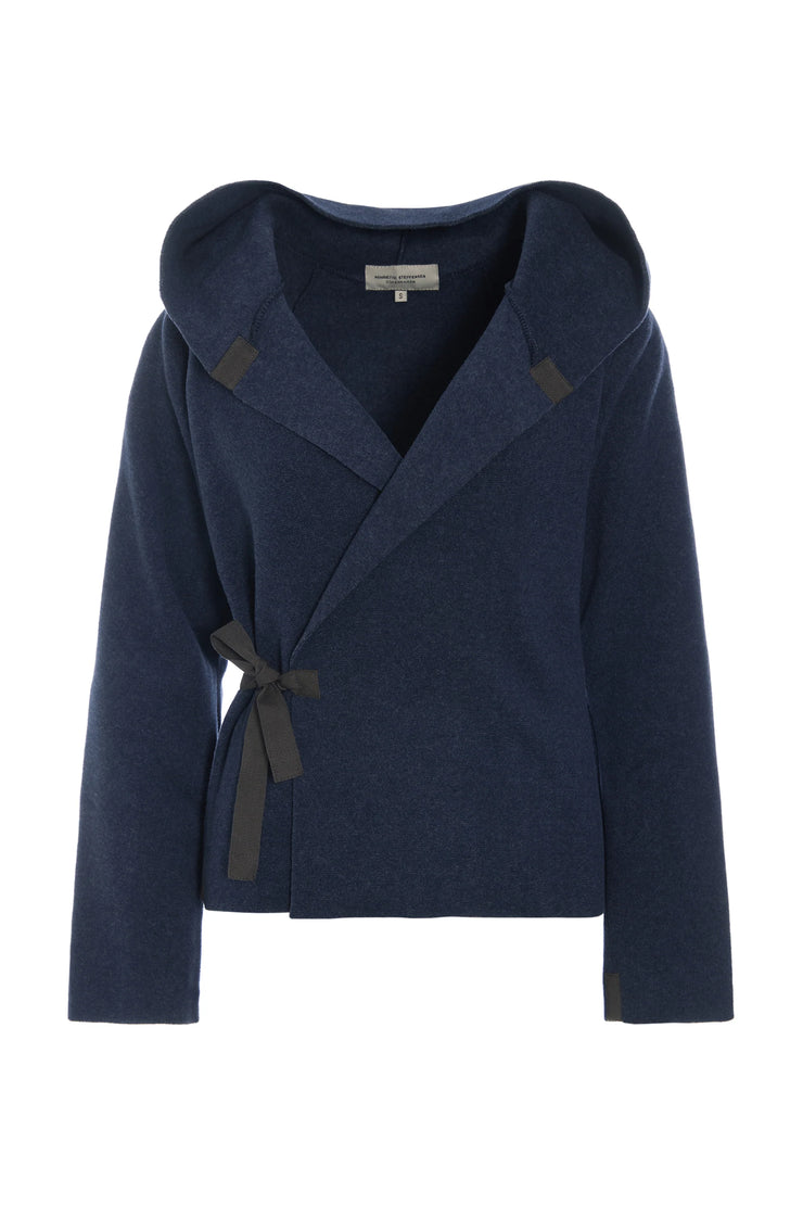 Henriette Steffensen Fleece Wrap Cardigan Evening Blue | 1009