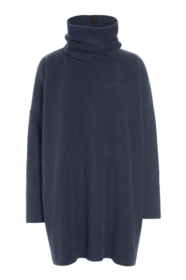 Henriette Steffensen High Neck Fleece Tunic Evening Blue | 1288
