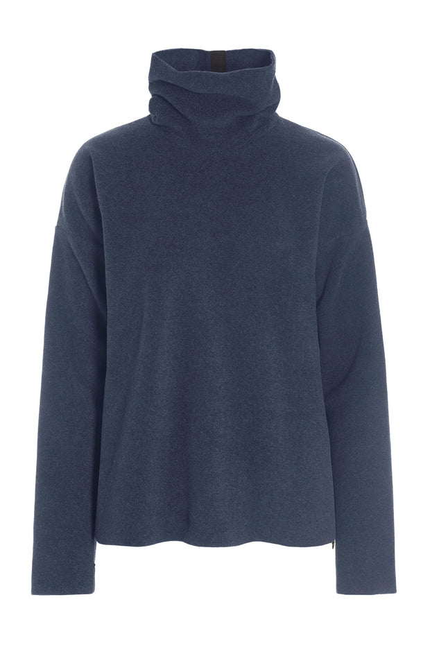 Henriette Steffensen High Neck Short Fleece Blouse Evening Blue | 1360