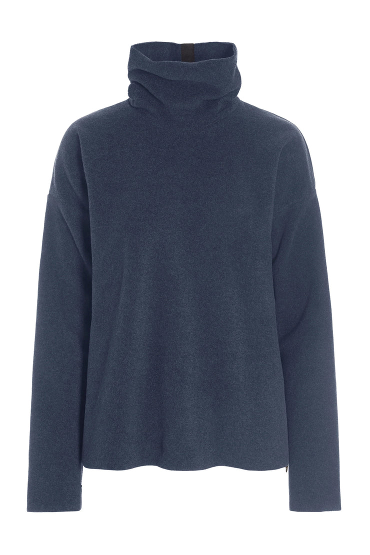Henriette Steffensen High Neck Short Fleece Blouse Evening Blue | 1360