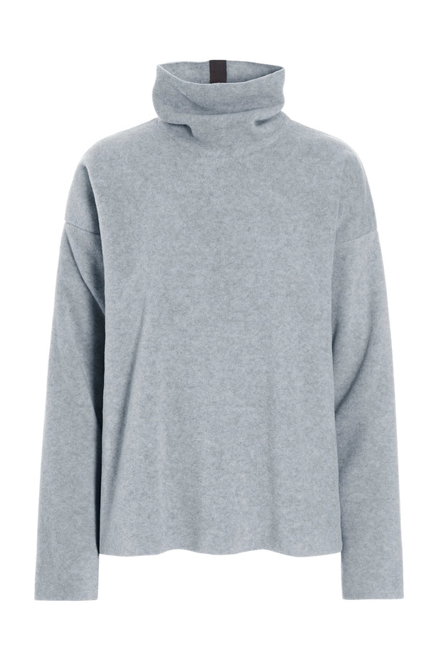 Henriette Steffensen High Neck Short Fleece Blouse Light Grey | 1360
