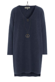 Henriette Steffensen Long V-Neck Fleece Blouse/Tunic Evening Blue | 1367