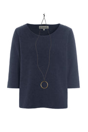 Henriette Steffensen 3/4 Sleeve Fleece Blouse Evening Blue | 1368